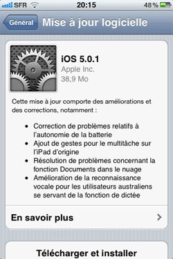 iOS 5.0.1 sur iPhone 3GS iOS 5.0.1 sur iPhone 3GS