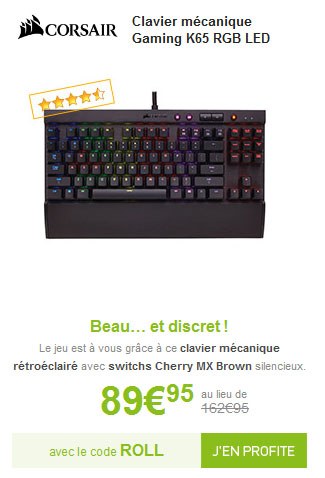 Bon Plan : le clavier gamer Corsair K65 RGB à 89,95 euros