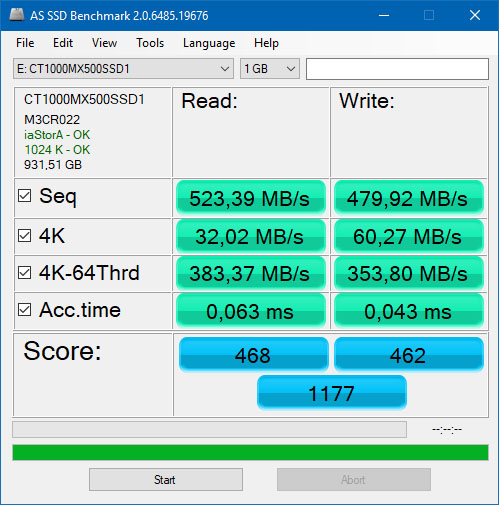 Test du SSD Crucial MX500 de 1 To