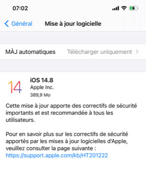 iOS et iPadOS ont droit à un correctif : la version 14.8 | Bhmag  iOS et iPadOS ont droit à un correctif : la version 14.8