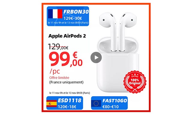 Bon Plan : les écouteurs Apple AirPods 2 à 99€ sur Aliexpress | Bhmag Bon Plan : les écouteurs Apple AirPods 2 à 99€ sur Aliexpress