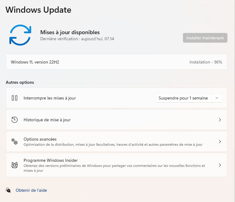  J'ai (enfin) installé la mise à jour 22H2 de Windows 11