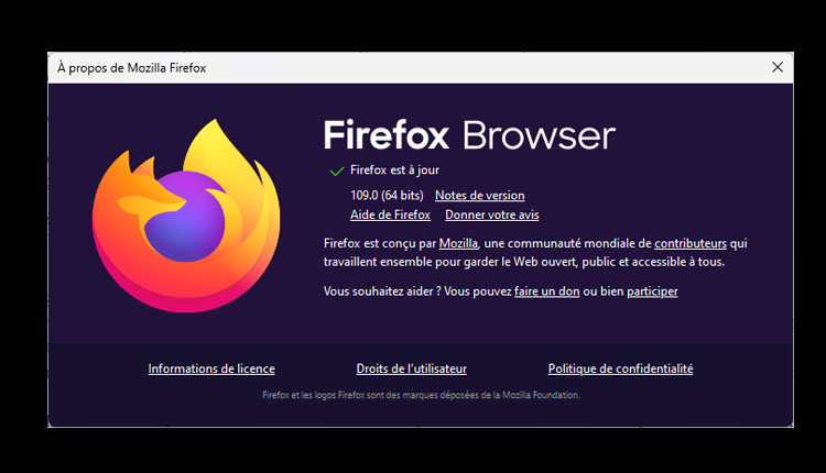  Le navigateur Firefox passe à la version 109.0