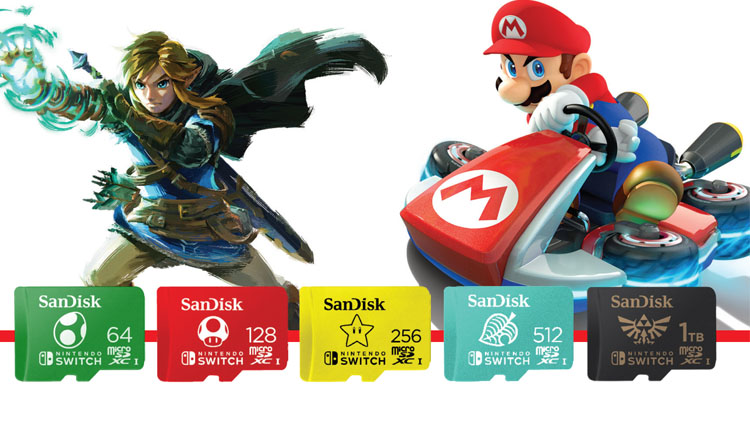 Cartes mémoire microSDXC sous licence Nintendo pour Nintendo