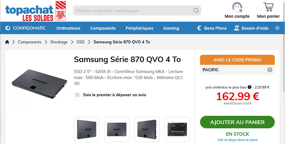 Bon Plan : le SSD Samsung 870 QVO de 4 To est soldé 162€
