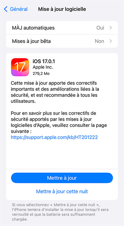 Surprise ! iOS 17.0.1 est déjà disponible en téléchargement | Bhmag iOS 17.0.1