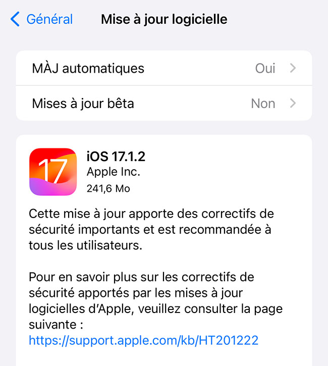 La version 17.1.2 d'iOS est disponible en téléchargement | Bhmag La version 17.1.2 d'iOS est disponible en téléchargement