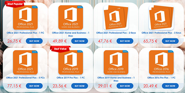 Licence à vie pour Microsoft Office 2021 et Windows 10 à partir de  seulement 8€, jusqu'à 62% de réduction !