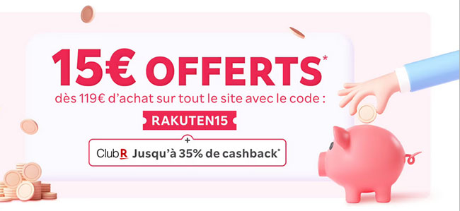 Bon Plan : jusqu'à ce soir Rakuten offre 15€ de remise | Bhmag Bon Plan : jusqu'à ce soir Rakuten offre 15€ de remise