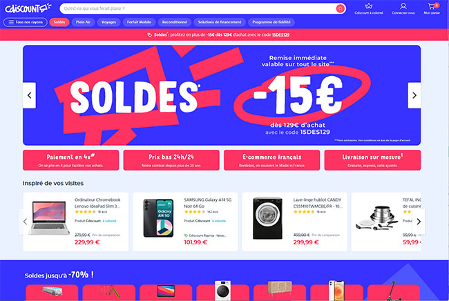  Soldes : obtenez 15€ ou 25€ de réduction sur CDiscount