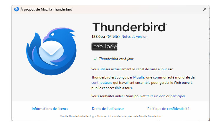 Mozilla Thunderbird passe directement à la version 128.0 | Bhmag  Mozilla Thunderbird passe directement à la version 128.0