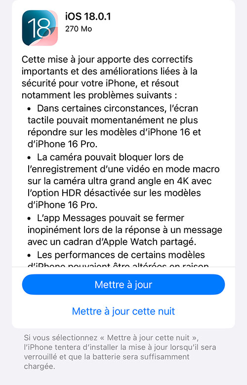 Apple offre un premier correctif aux iPhone sous iOS 18 | Bhmag  Apple offre un premier correctif aux iPhone sous iOS 18