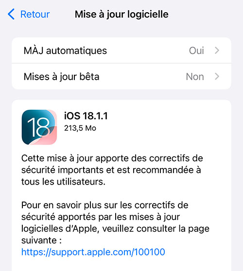 iOS : la version 18.1.1 est disponible en téléchargement | Bhmag  iOS : la version 18.1.1 est disponible en téléchargement