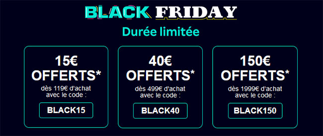  Black Friday : 15€, 40€ et 150€ de réduction sur Rakuten