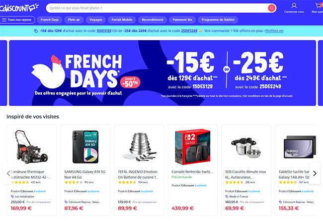 French Days : CDiscount offre 15€ et 25€ de remise | Bhmag French Days : CDiscount offre 15€ et 25€ de remise