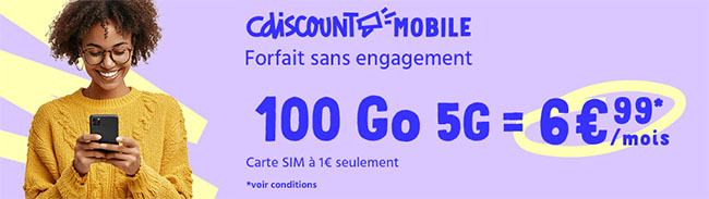 Un forfait 5G 100 Go de DATA à 6,99€ chez CDiscount Mobile | Bhmag  Un forfait 5G 100 Go de DATA à 6,99€ chez CDiscount Mobile