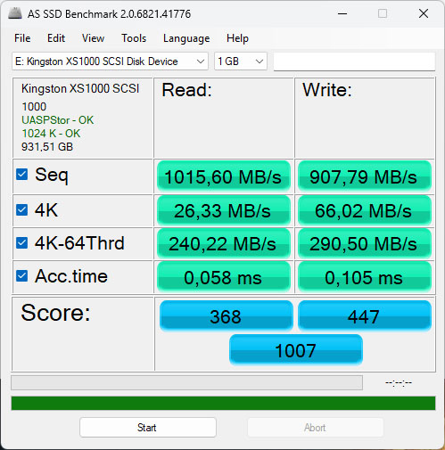 Test du SSD portable Kingston XS1000 1 To (USB 3.2 Gen2) - Page 2 | Bhmag  Test du SSD portable Kingston XS1000 1 To (USB 3.2 Gen2) - Page 2