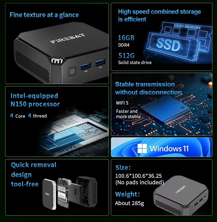 Mini pc Firebat T2 (Intel N150) bradé à 114€ livré | Bhmag Mini pc Firebat T2 (Intel N150) bradé à 114€ livré