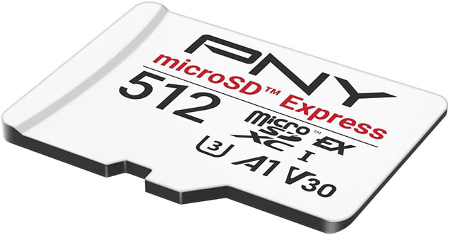  Une micro SD Express d'une capacité de 512 Go signée PNY