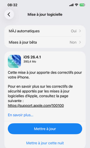 iOS 26.4.1 est disponible en téléchargement