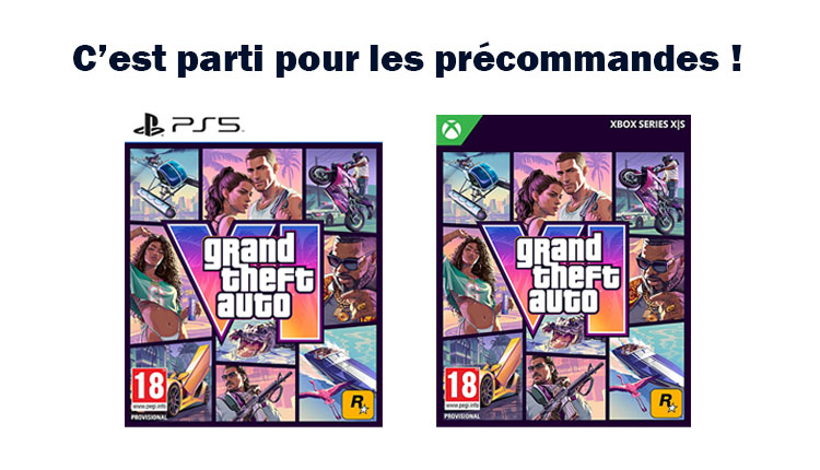 Comparaison de précommandes GTA V: version PS5 à gauche et Xbox Series X|S à droite, jaquettes identiques.