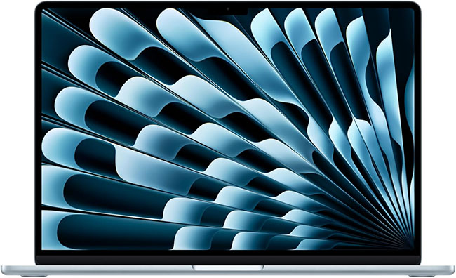 Prime Day : Amazon casse le prix des produits Apple | Bhmag Silver laptop with a blue abstract pattern on the screen. Prime Day : Amazon casse le prix des produits Apple